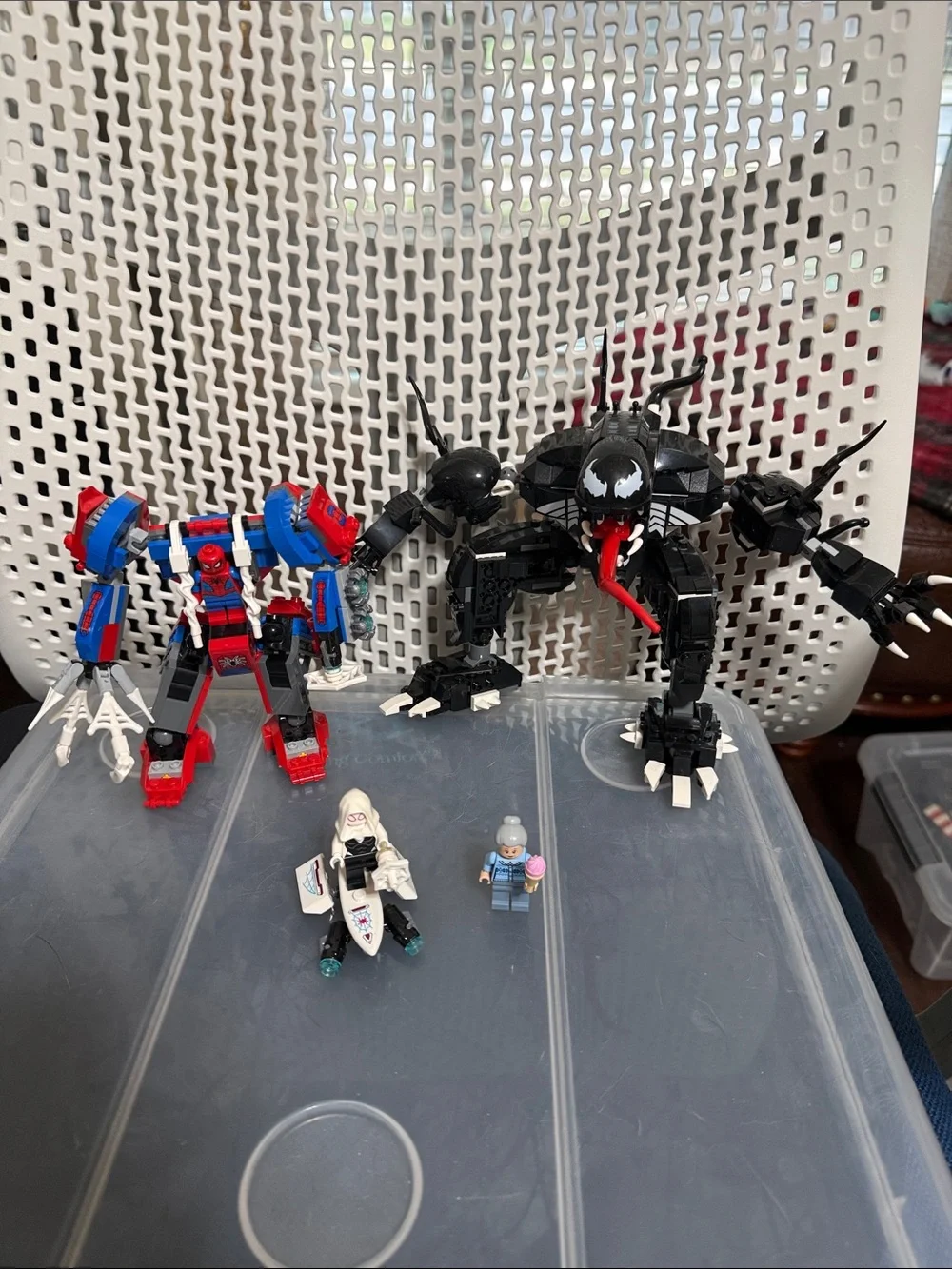 Lego 76115 Black Venom Mech with Red and Blue Spider Mech